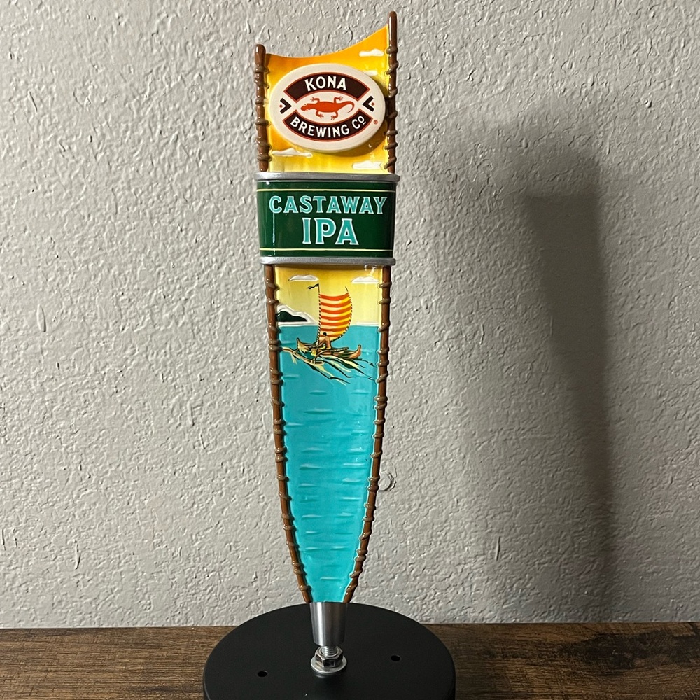New ~ Kona Brewing Hawaii Castaway IPA Beer Tap Handle Pull Knob 11.5” Tall